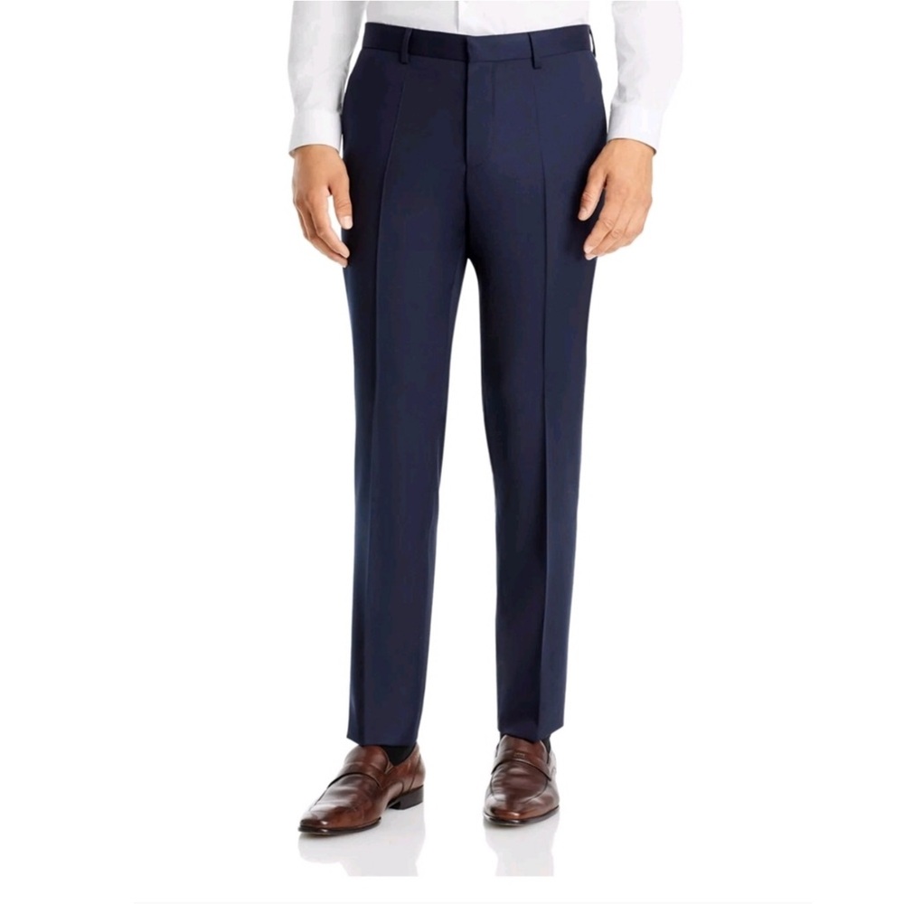 Hugo Boss Mens Pants Size 42 Short Navy Blue Wool Huge 6 Genius 5 Slim Fit New